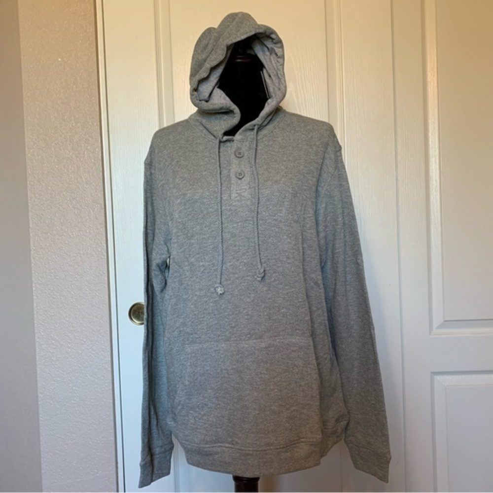 NWT Doublju 2 Button Kangaroo Pocket Pullover Gray Sweatshirt Hoodie Size‎ XXL